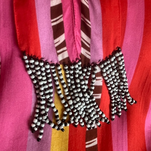 Farm Rio Lucy Parrot Stripe Tie Waist Embroidered Birds Cover Up Kimono Jacket - Picture 16 of 16